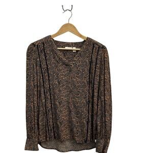 Hinge High-Low Abstract Floral Women’s Blouse with Lace Detail Size XS